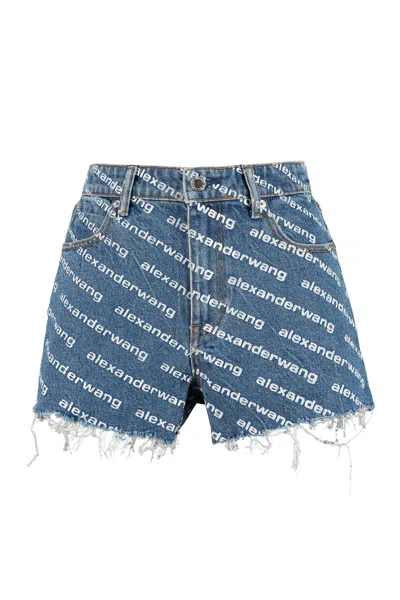 Alexander Wang Denim Shorts Featuring Printed Design In Blue
