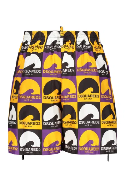 Dsquared2 Printed Techno Fabric Bermuda-shorts In Multi