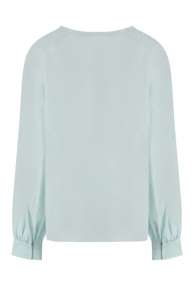 St John Silk Blouse In Blue