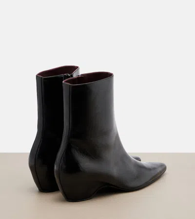Khaite Leather Ankle Boots In Black