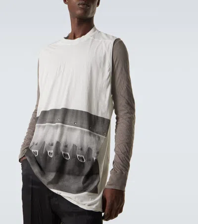 Rick Owens Jumbo Printed Cotton Jersey Tank Top In Neutral