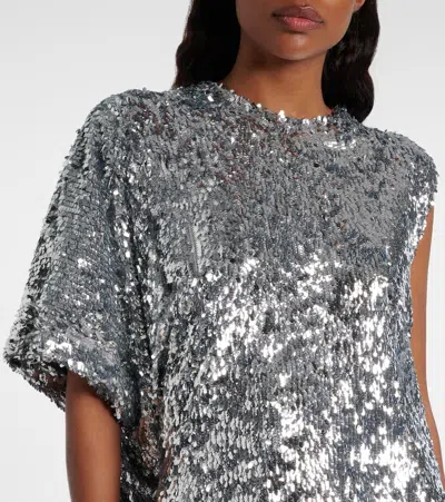 Coperni Zero Waste Draped Sequined Minidress In Metallic