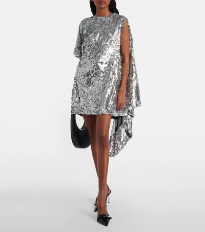 Coperni Zero Waste Draped Sequined Minidress In Metallic