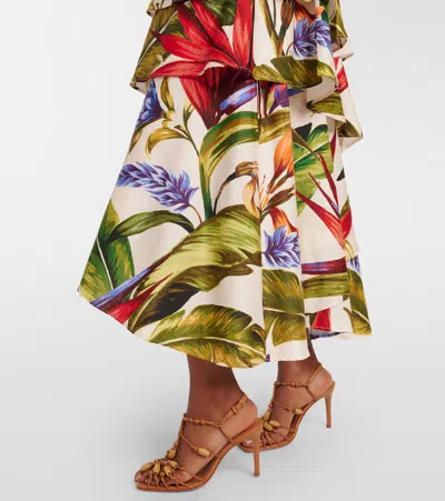 Farm Rio Florart Strapless High Low Cotton Dress In Multi