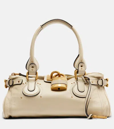 Chloé Paddington Embellished Textured-leather Tote In Pink
