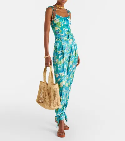 Chloé Beaded Floral Swimsuit In Blue