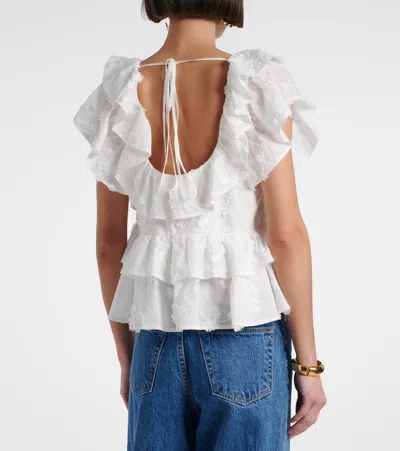 Dorothee Schumacher Slees Embroidered Ruffled Cotton Top In White