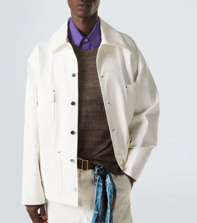 Plan C Denim Field Jacket In White