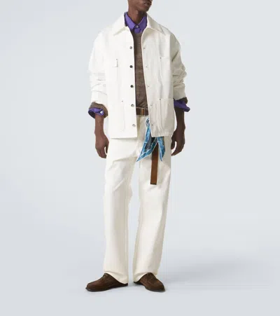 Plan C Denim Field Jacket In White