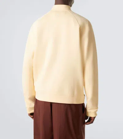 Plan C Cotton-blend Half-zip Sweatshirt In Yellow