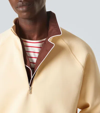 Plan C Cotton-blend Half-zip Sweatshirt In Yellow