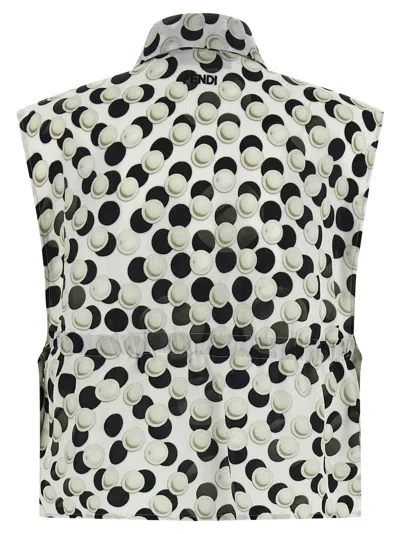 Fendi Cropped Top Dot Pattern Collared Sleeveless In Blue