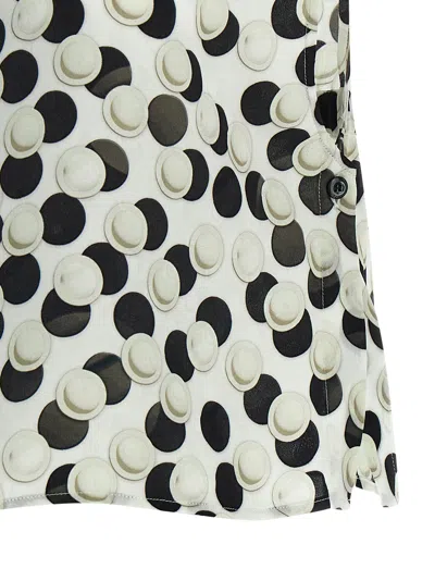 Fendi Cropped Top Dot Pattern Collared Sleeveless In Blue