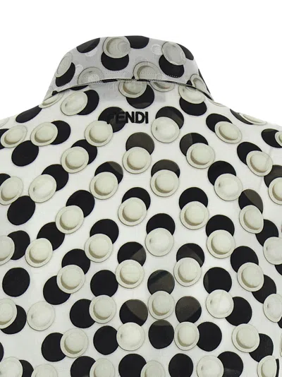 Fendi Cropped Top Dot Pattern Collared Sleeveless In Blue