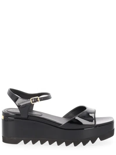 Stella Mccartney Platform Sandals Nylon Ankle Strap Silk Upper In Black