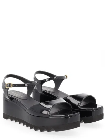 Stella Mccartney Platform Sandals Nylon Ankle Strap Silk Upper In Black