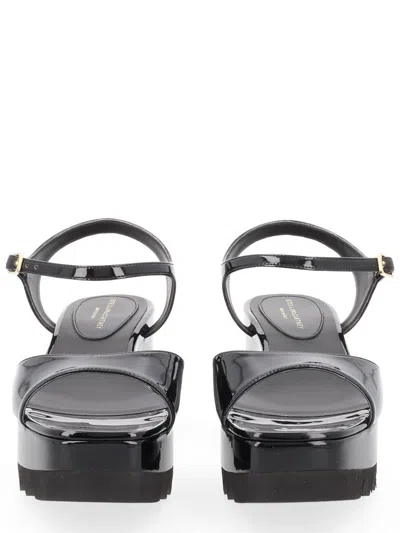 Stella Mccartney Platform Sandals Nylon Ankle Strap Silk Upper In Black
