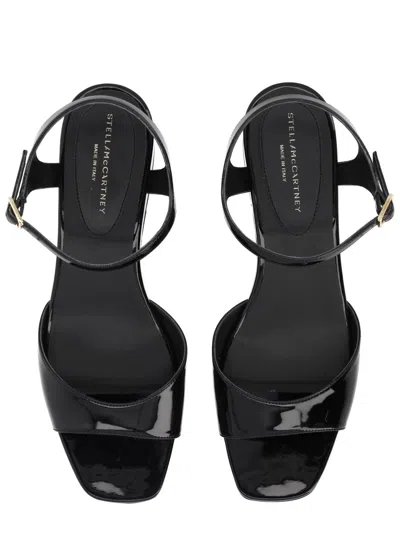 Stella Mccartney Platform Sandals Nylon Ankle Strap Silk Upper In Black