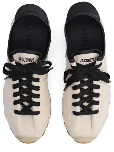 Jacquemus Les Tennis Leather-trimmed Canvas Sneakers In Neutral