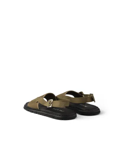 Prada Canvas Sandals In Brown