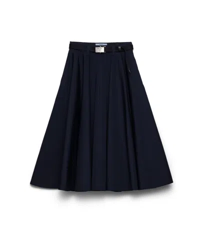 Prada Poplin Midi-skirt In Blue