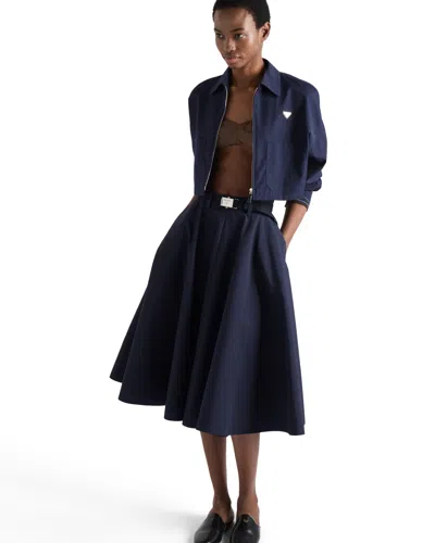 Prada Poplin Midi-skirt In Blue