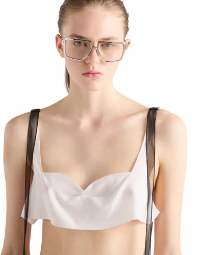 Prada Crepe De Chine Top In White