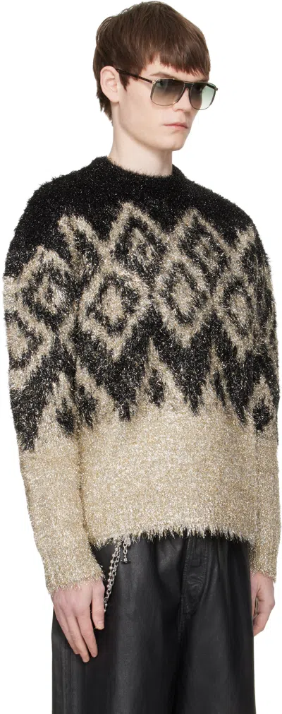 Acne Studios Black Metallic Knit Sweater In Multi