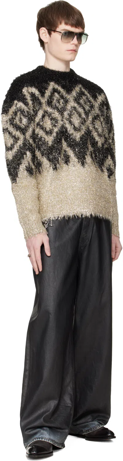 Acne Studios Black Metallic Knit Sweater In Multi