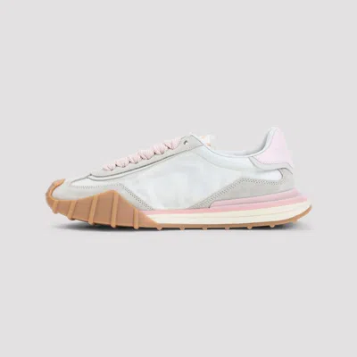 Dolce & Gabbana Dg Athletic Sneakers In Ivory And Pink Fabric And Leather In Multi
