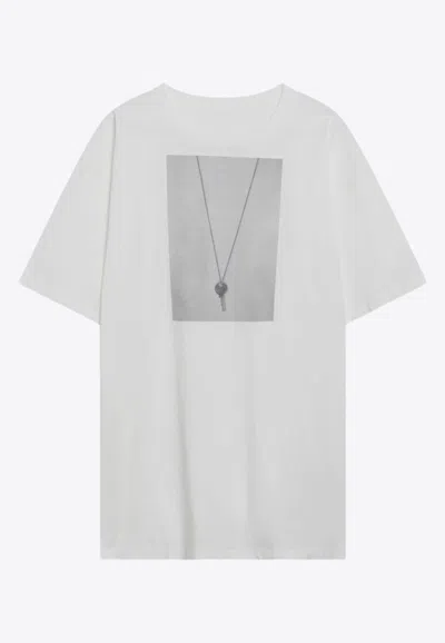 Mm6 Maison Margiela T-shirt With A Digitally Inspired Key Print On The Chest In White