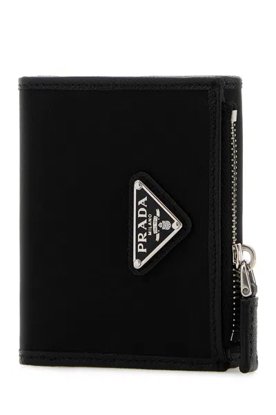 Prada Black Canvas Wallet In Black