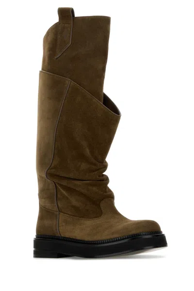 Attico Robin Passeggiata Suede Knee-high Boots In Brown