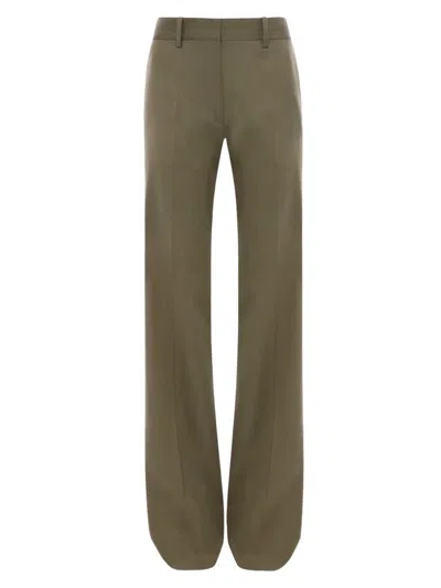 Victoria Beckham Tailored Straight Leg Trouser In Sage Melange In Green