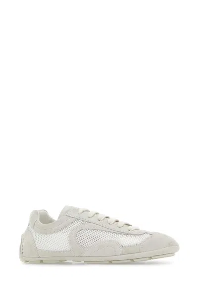 Prada Montecarlo Re-edition 2005 Suede And Mesh Sneakers In White