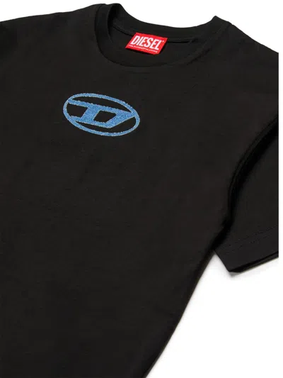 Diesel Kids' Logo-detail Cotton T-shirt In Black