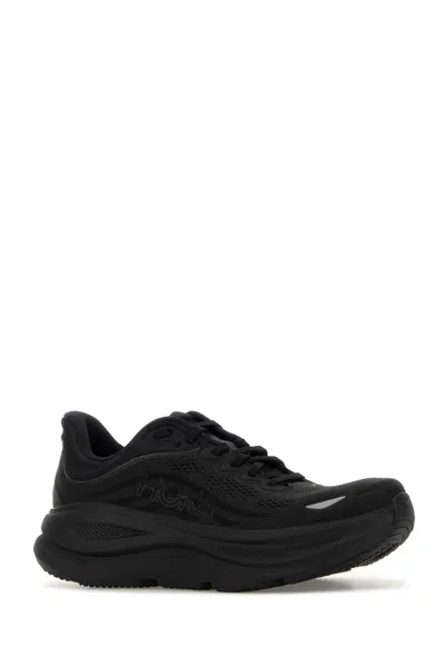 Hoka Bondi 9 Black Low Top Sneakers With Maxi Logo Lettering On The Side In Tech Fabric Unisex In Black