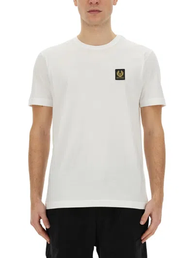 Belstaff Short Sleeved Mens Logo Patch T-shirt In White