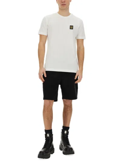 Belstaff Short Sleeved Mens Logo Patch T-shirt In White