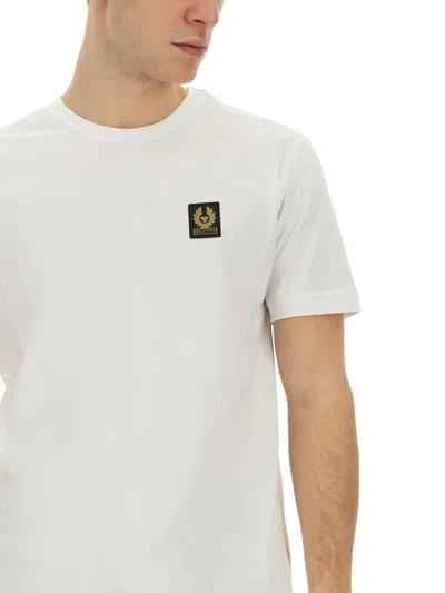 Belstaff Short Sleeved Mens Logo Patch T-shirt In White