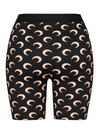 Marine Serre Womens Inverse Tan Moon Logo Stretch-jersey Shorts Xl In Black