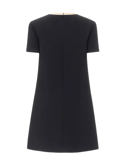 Valentino Silk And Wool Blend Short Sleeve Dress In Black