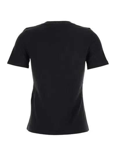 Chloé Women Black Crewneck T-shirt With Maxi Logo Print On The Front In Cotton Woman