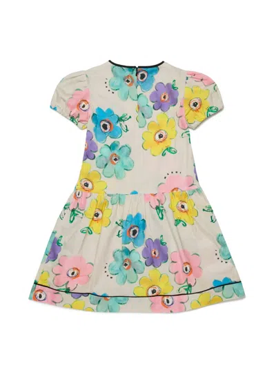 Marni Kids' Floral Puff-sleeve Dress In Multi