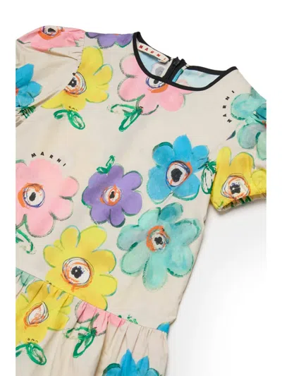 Marni Kids' Floral Puff-sleeve Dress In Multi