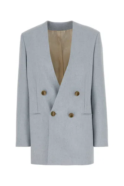 Alberta Ferretti Jacket Long Sleeves Padded Shoulders Buttons Lapels In Blue