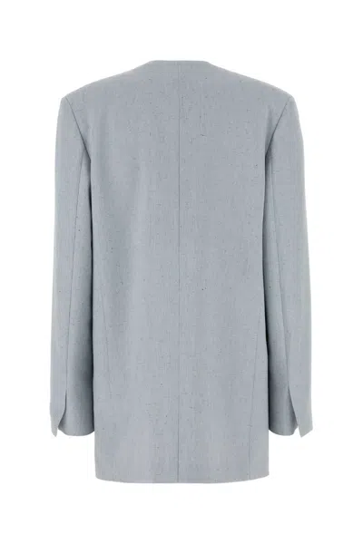 Alberta Ferretti Jacket Long Sleeves Padded Shoulders Buttons Lapels In Blue