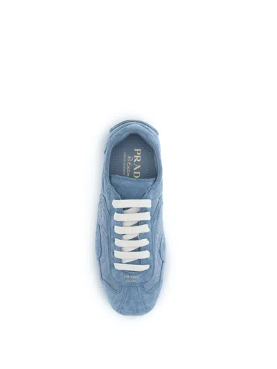 Prada Light Blue Suede And Re-nylon Montecarlo Re-edition 2005 Sneakers In Multi