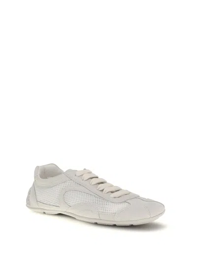 Prada Montecarlo Re-edition 2005 Suede And Mesh Sneakers In White