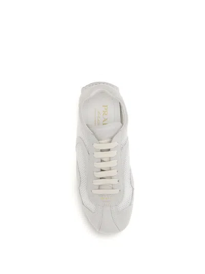 Prada Montecarlo Re-edition 2005 Suede And Mesh Sneakers In White